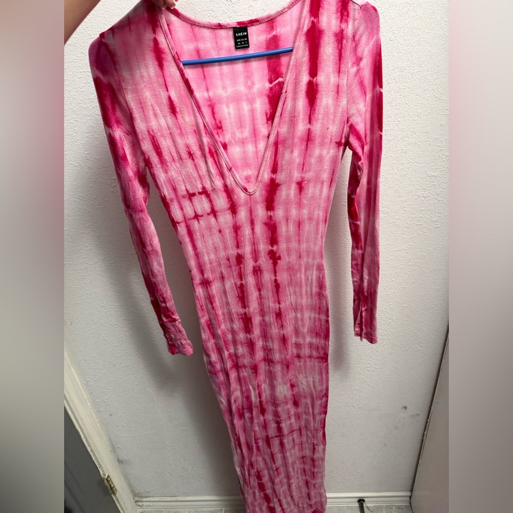 SHEIN Pink Tie-Dye Maxi Dress